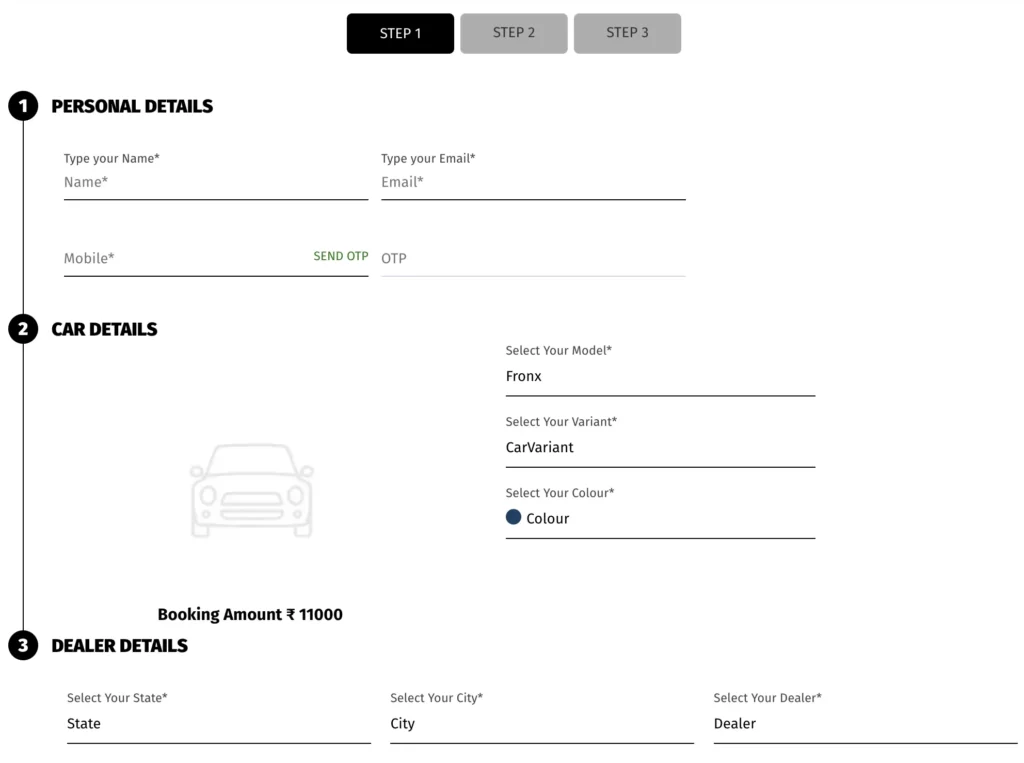 How to book maruti fronx online